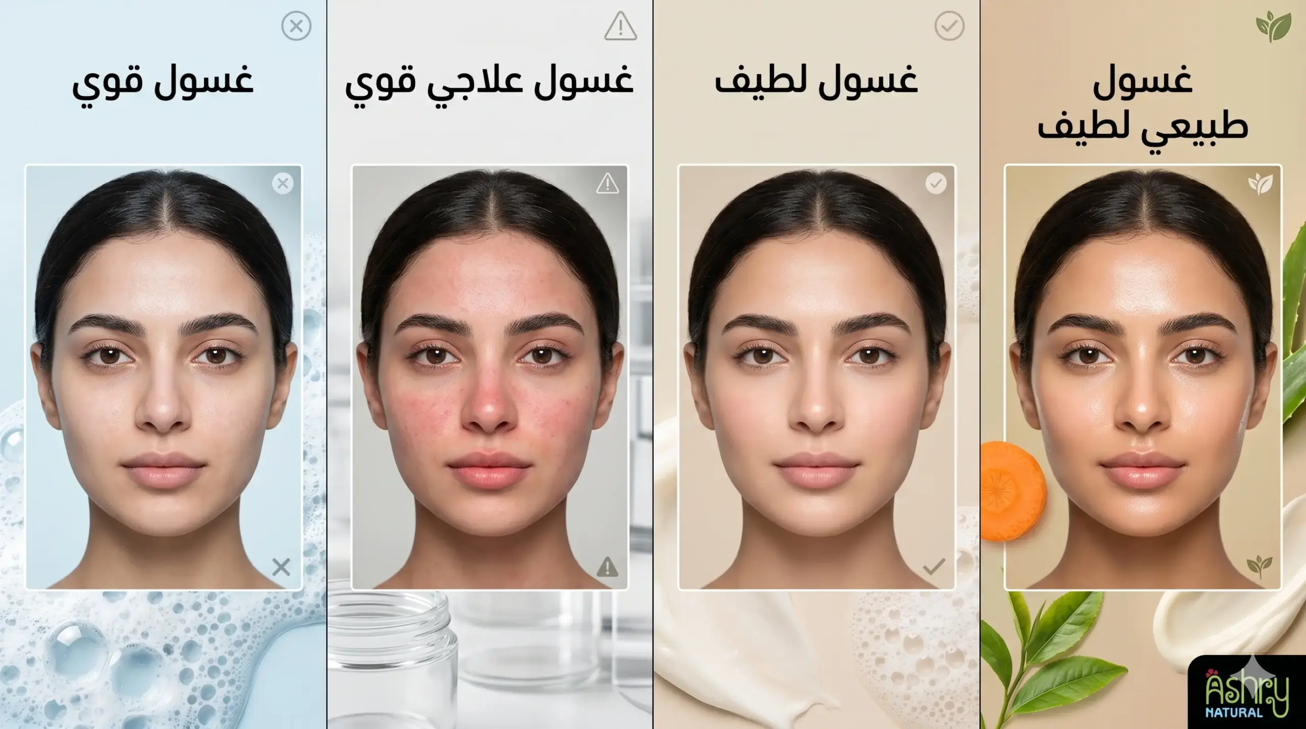 مقارنة بين أنواع غسول البشرة وتأثيرها على البشرة الحساسة